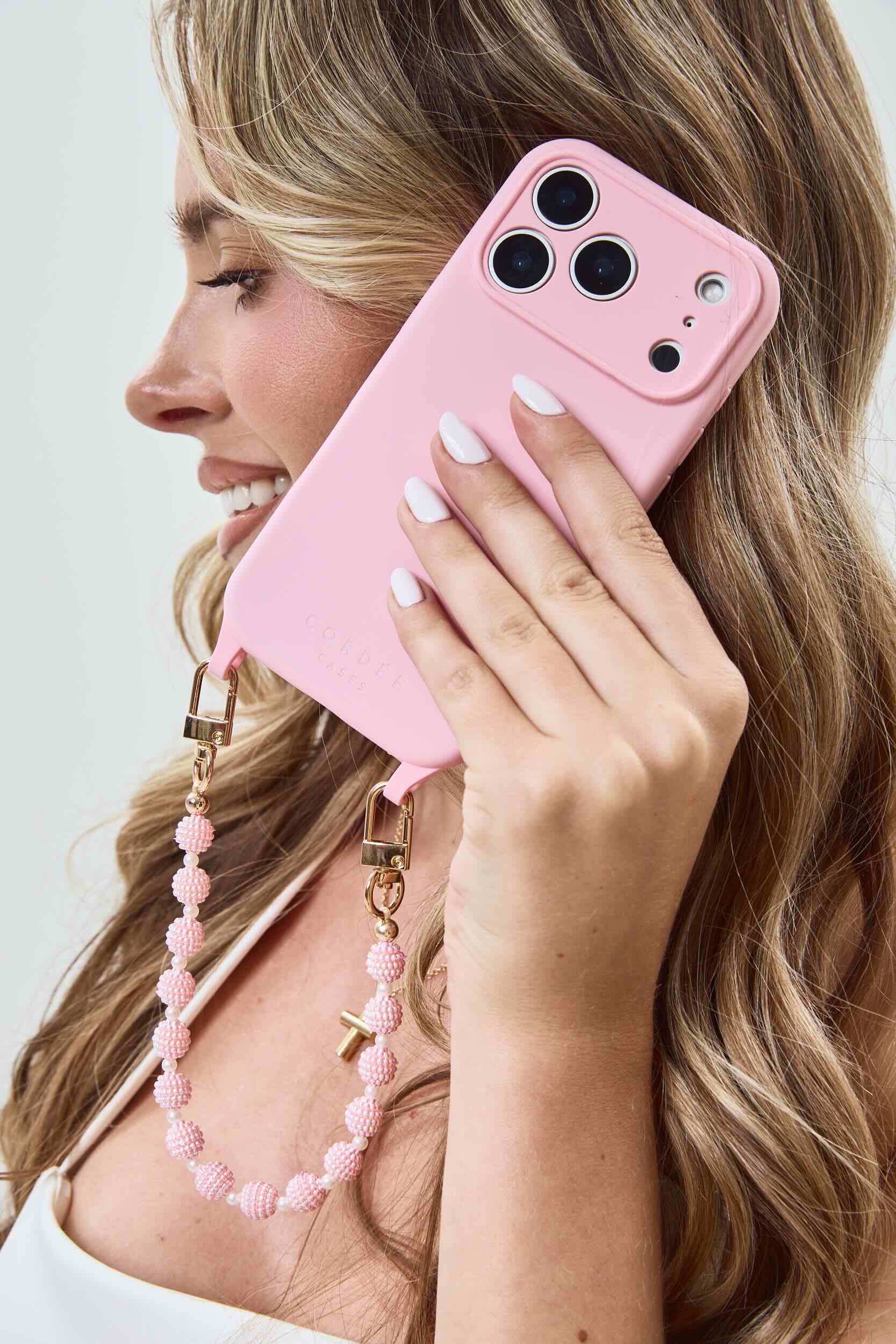 Berry Phone Chain Set Blush