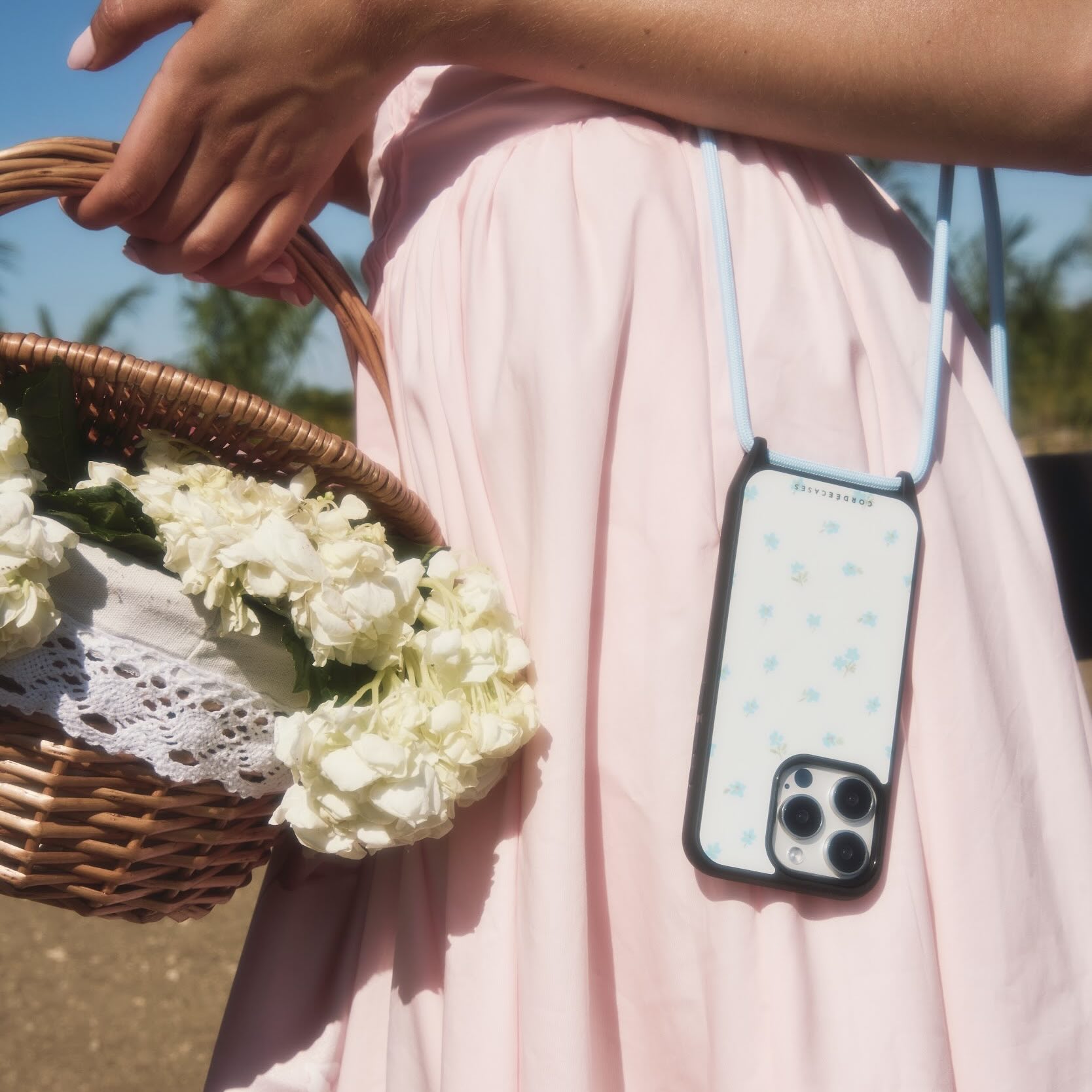 Cairo Phone Strap Set Floral Powder Blue