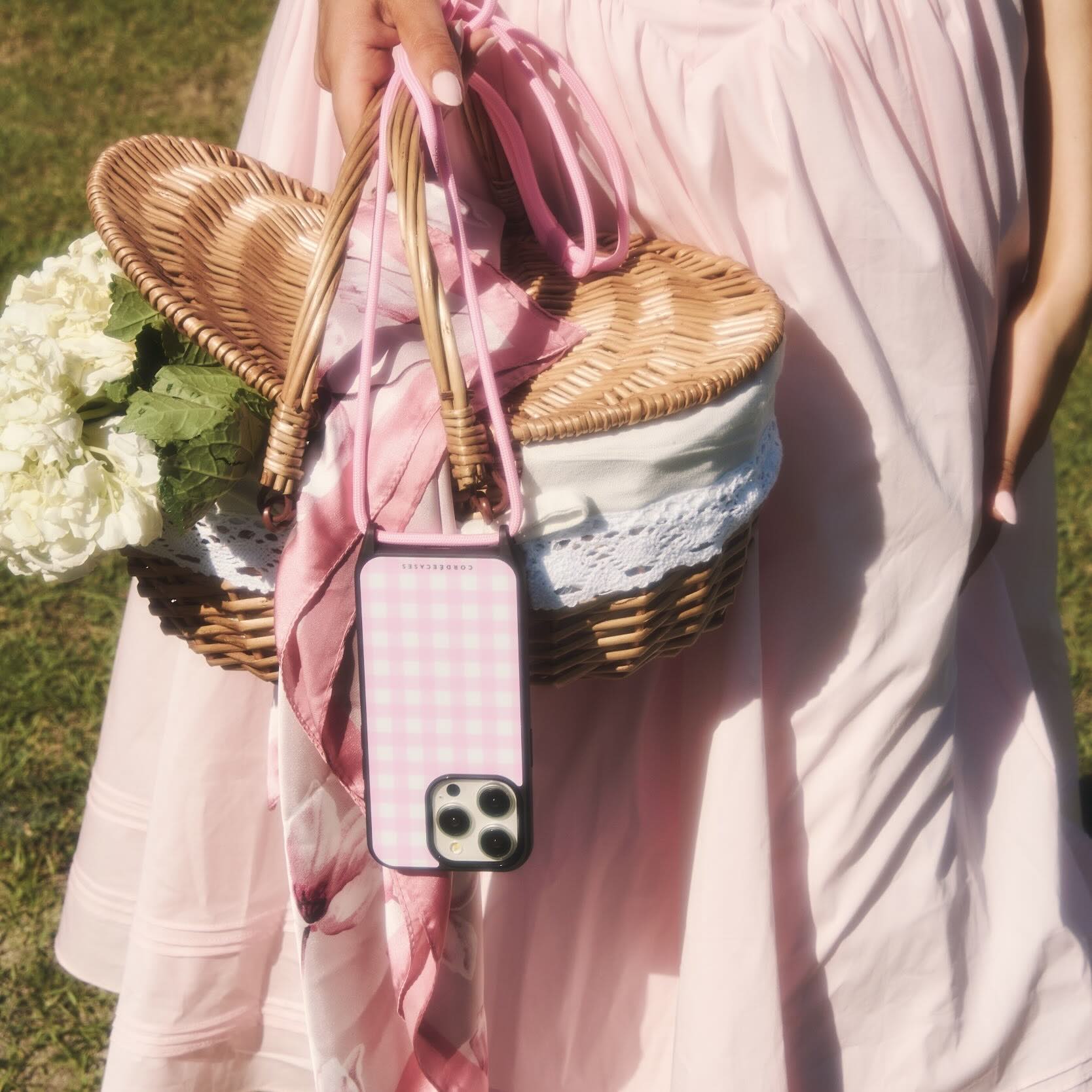 Cairo Phone Strap Set Gingham Blush