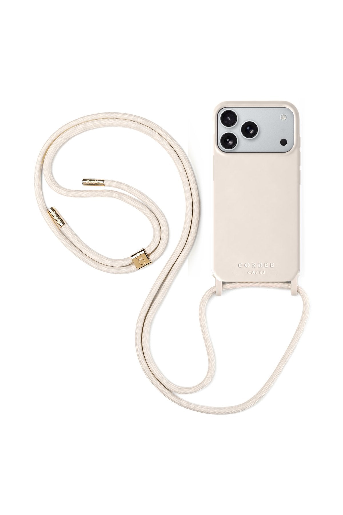 Cairo Phone Strap Set Ivory Gold Hardware iPhone 18 Pro Open Face - Cordée Cases