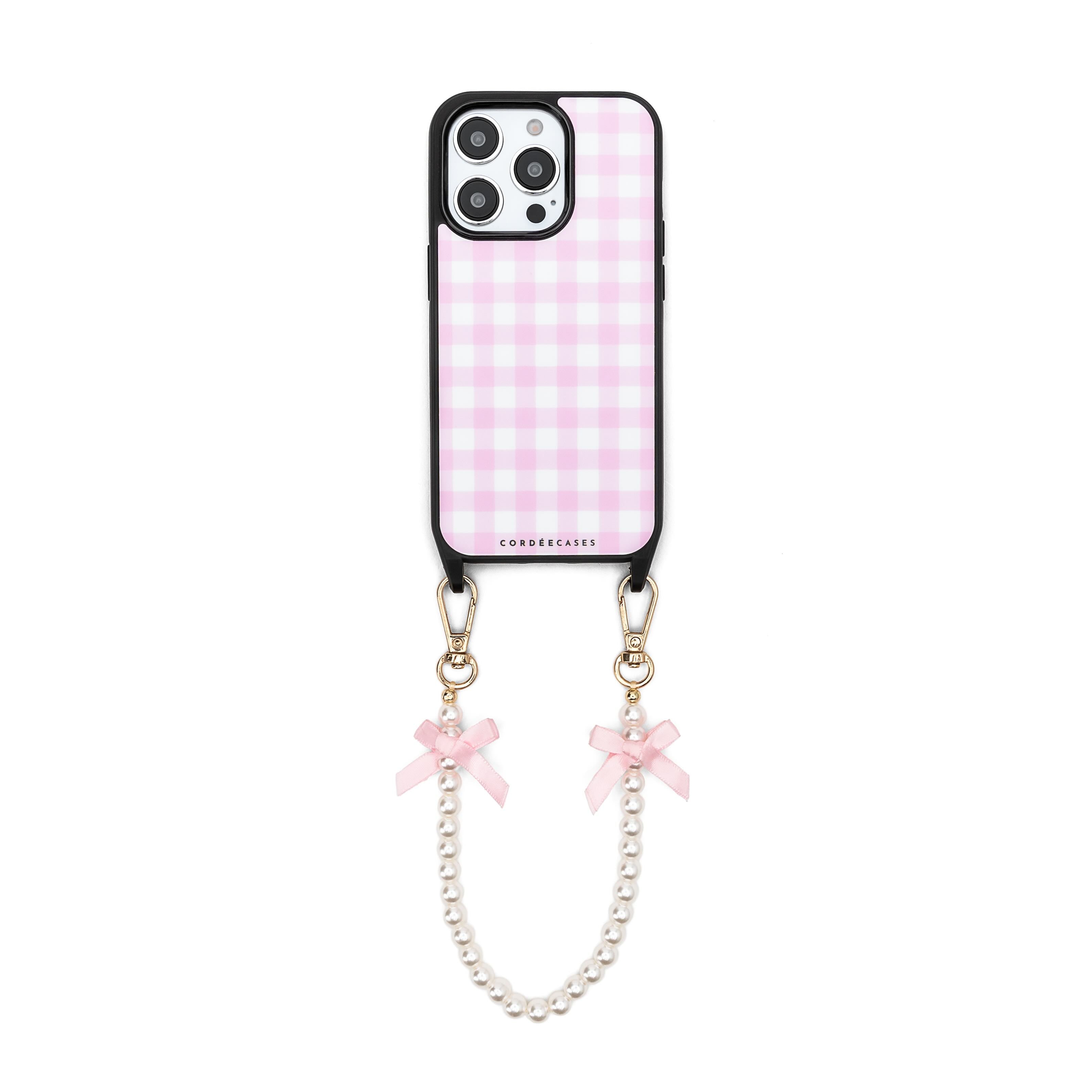 Gingham Darling Phone Wristlet Set Blush