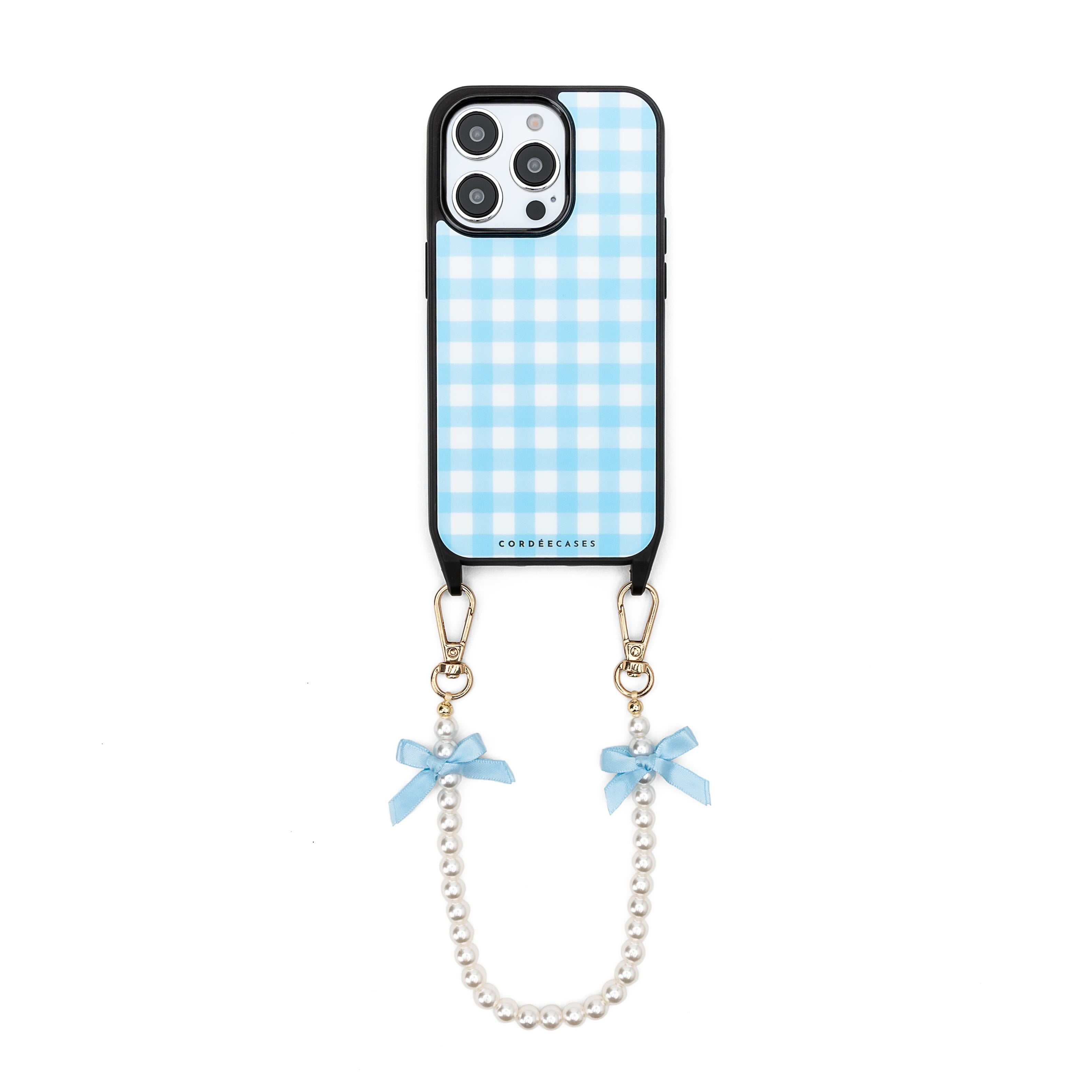 Gingham Darling Phone Wristlet Set Powder Blue