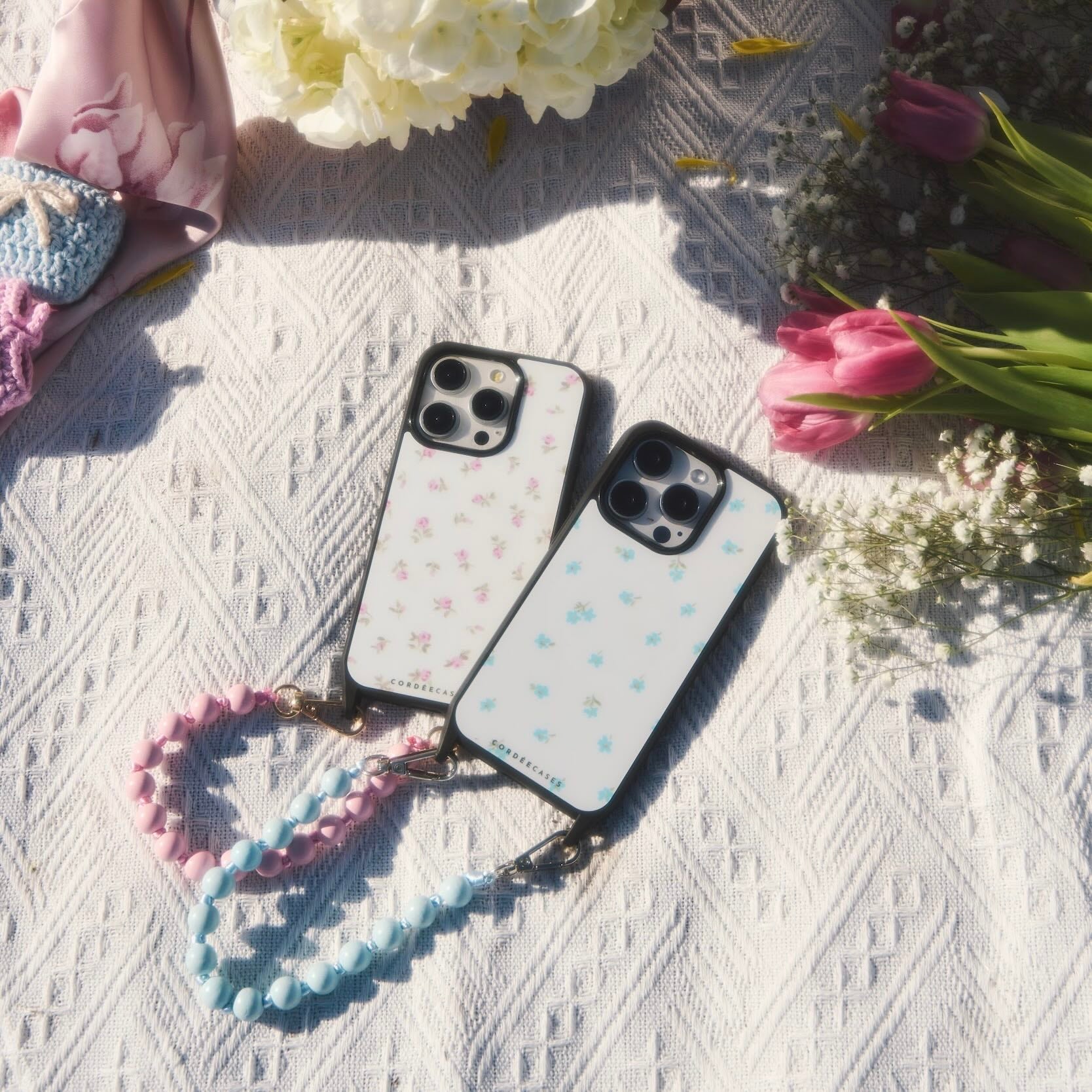 Peony Picnic Phone Wristlet Set Blush