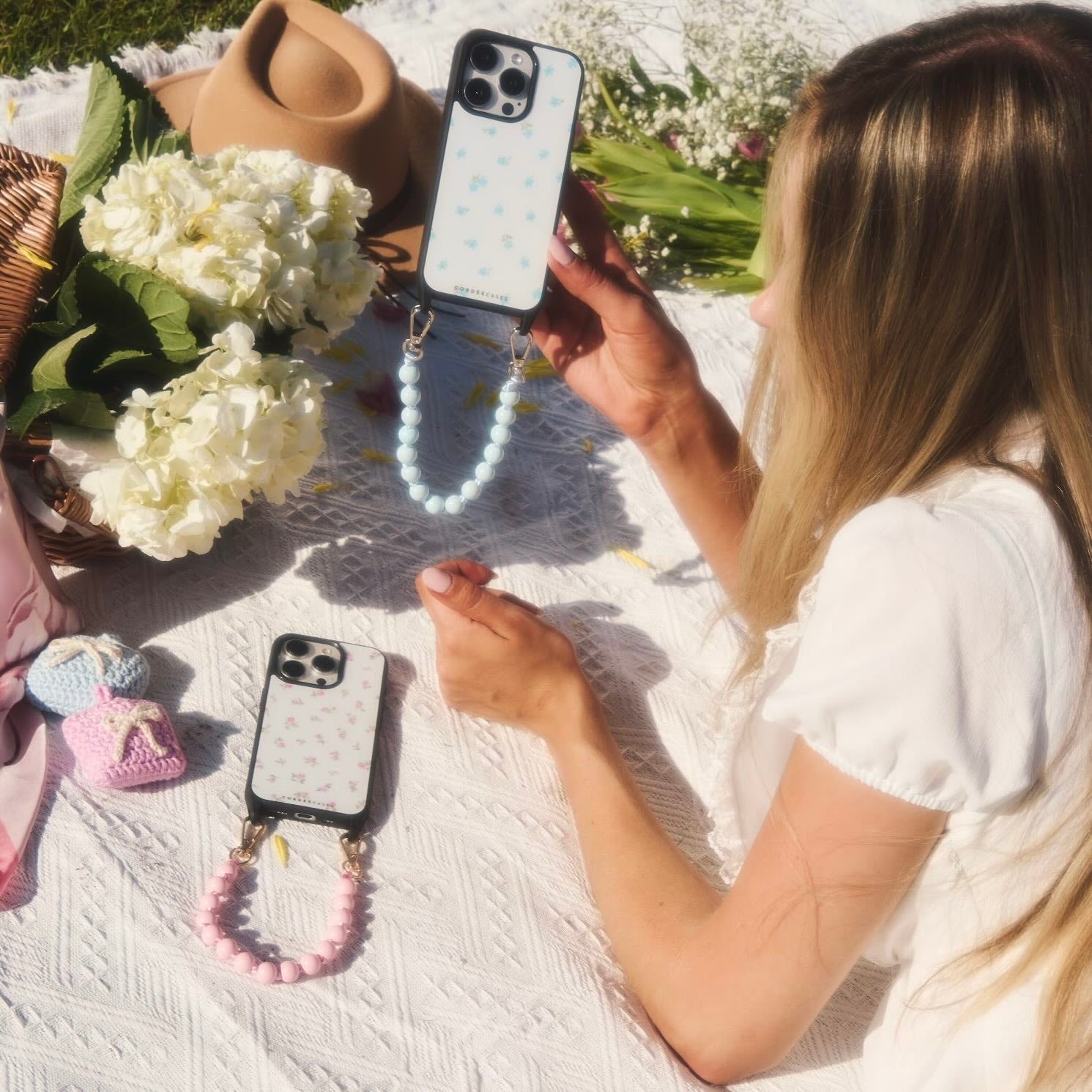 Peony Picnic Phone Wristlet Set Blush