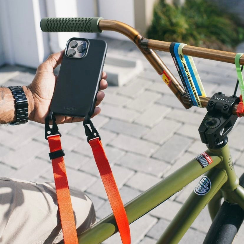 Carabiner Phone Strap Red + Silicone Phone Case Black