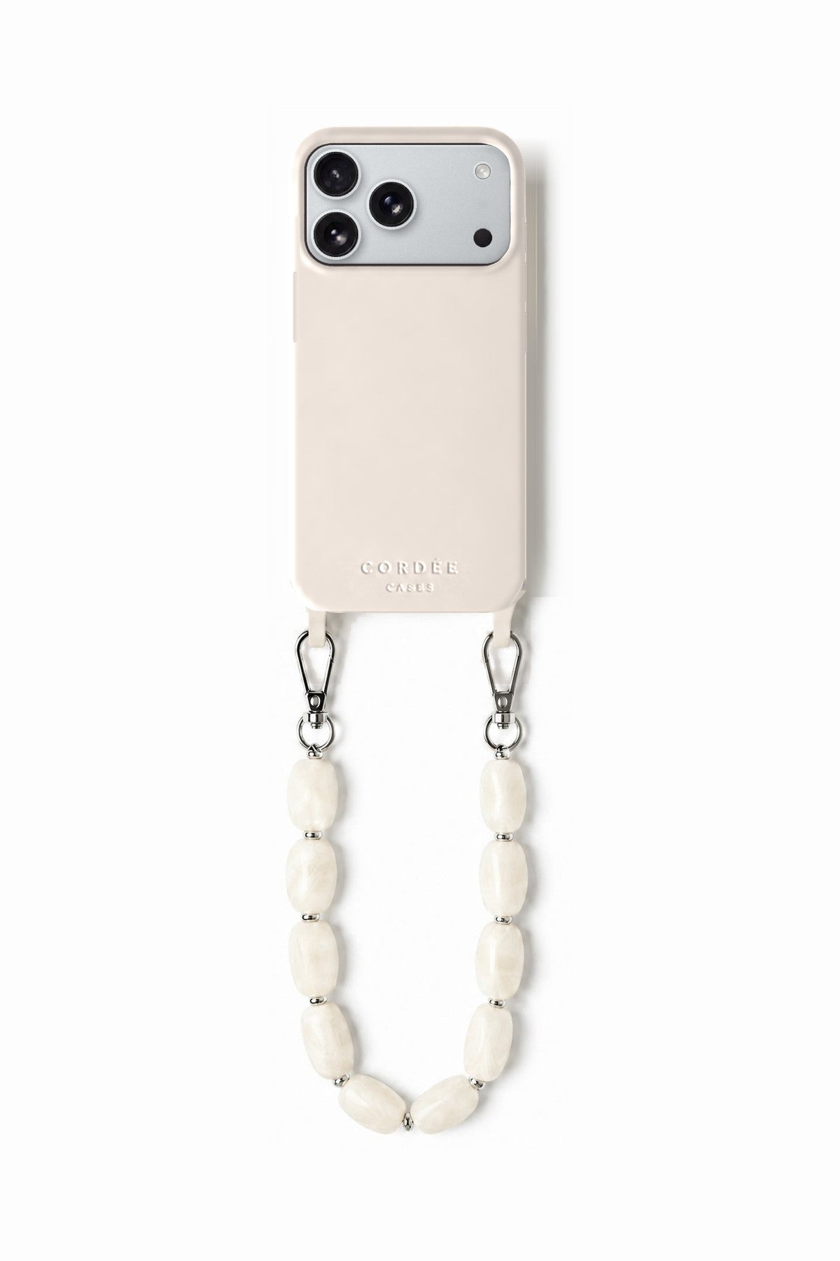 Aurelia Phone Chain Set Ivory iPhone 18 Pro Open Face - Cordée Cases