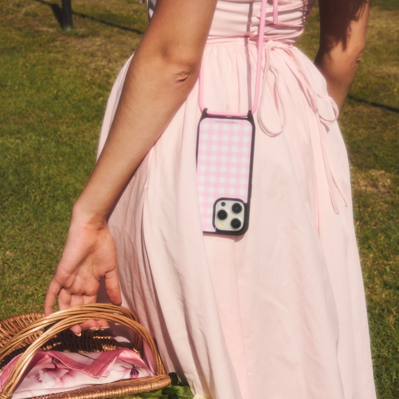 Cairo Phone Strap Set Gingham Blush