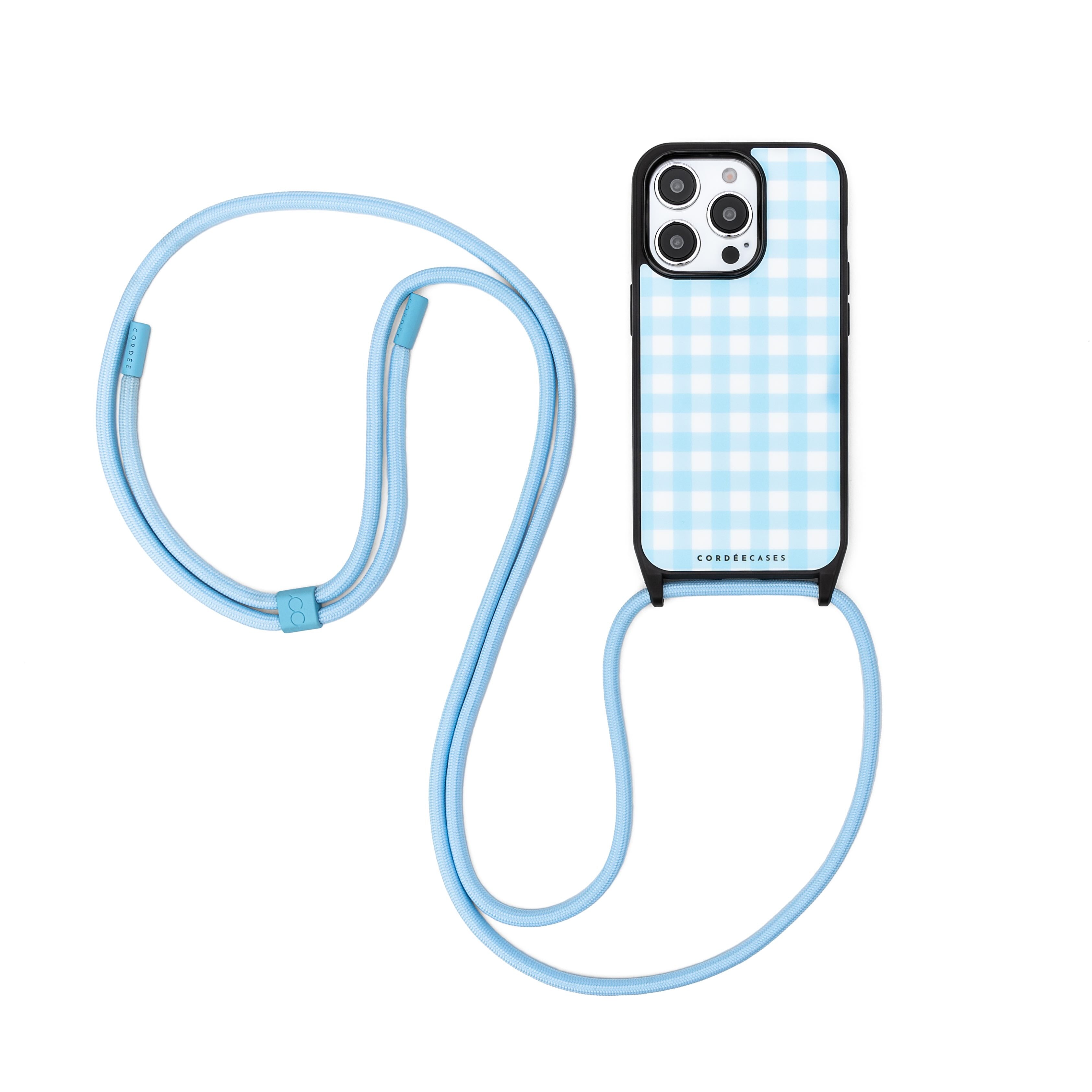 Cairo Phone Strap Set Gingham Powder Blue