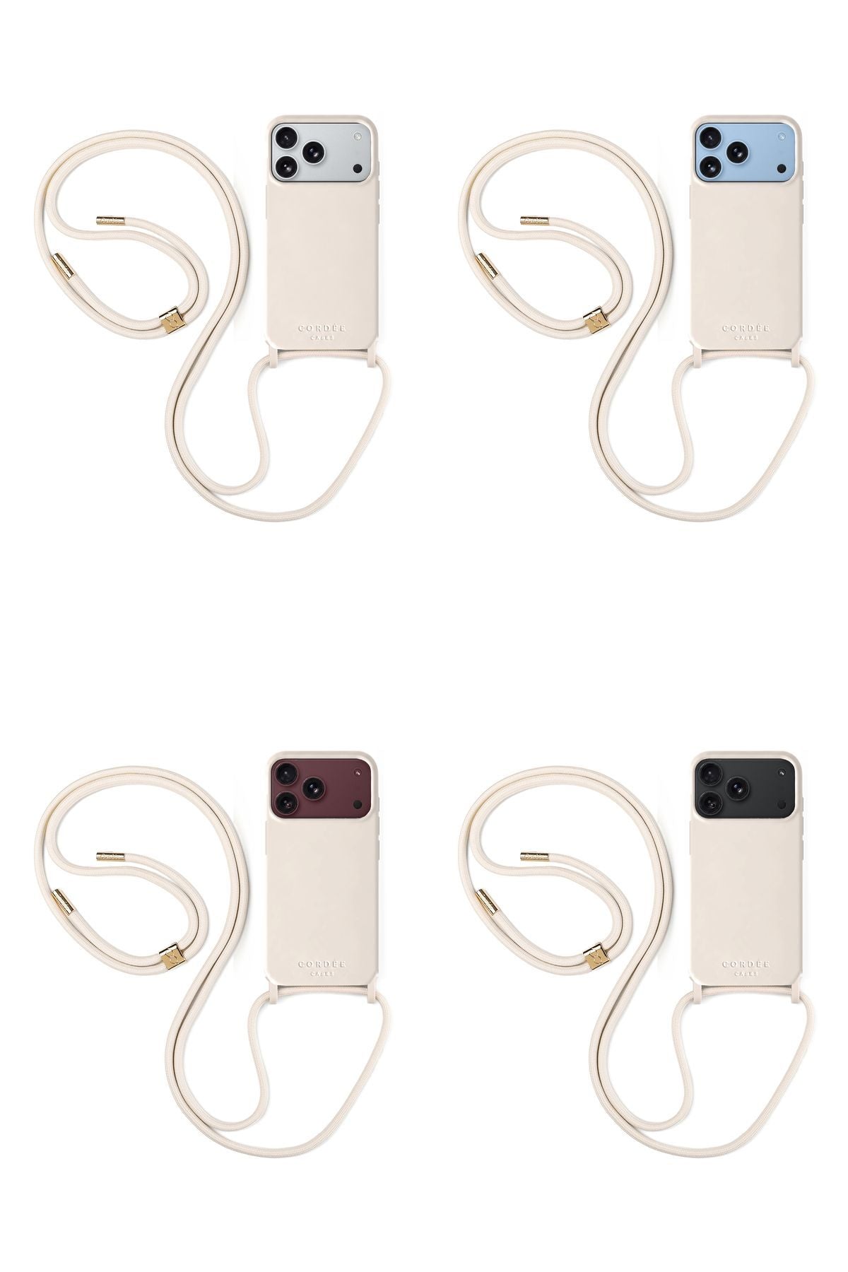 Cairo Phone Strap Set Ivory Gold Hardware iPhone 18 Pro All Colors - Cordée Cases