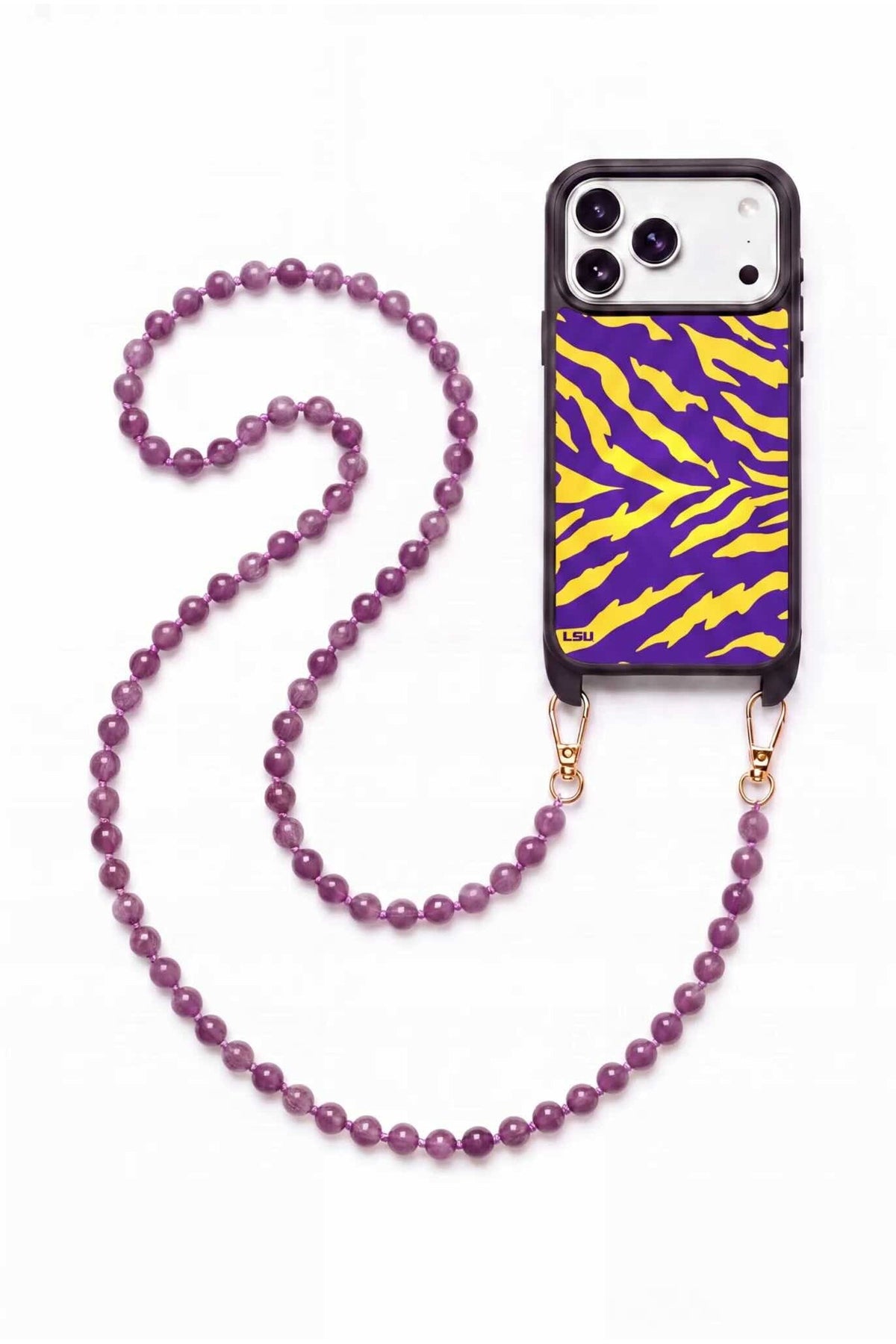 Louisiana State University Crossbody Phone Chain Set Purple Tiger
