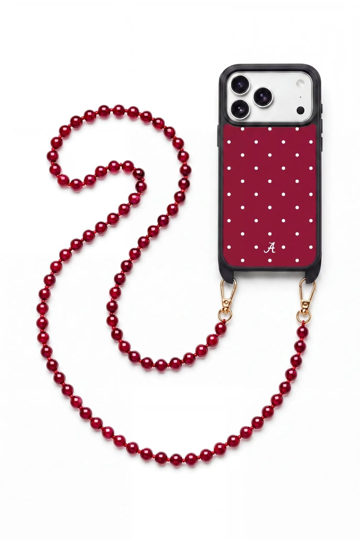 University of Alabama Crossbody Phone Chain Set Red Polka Dot