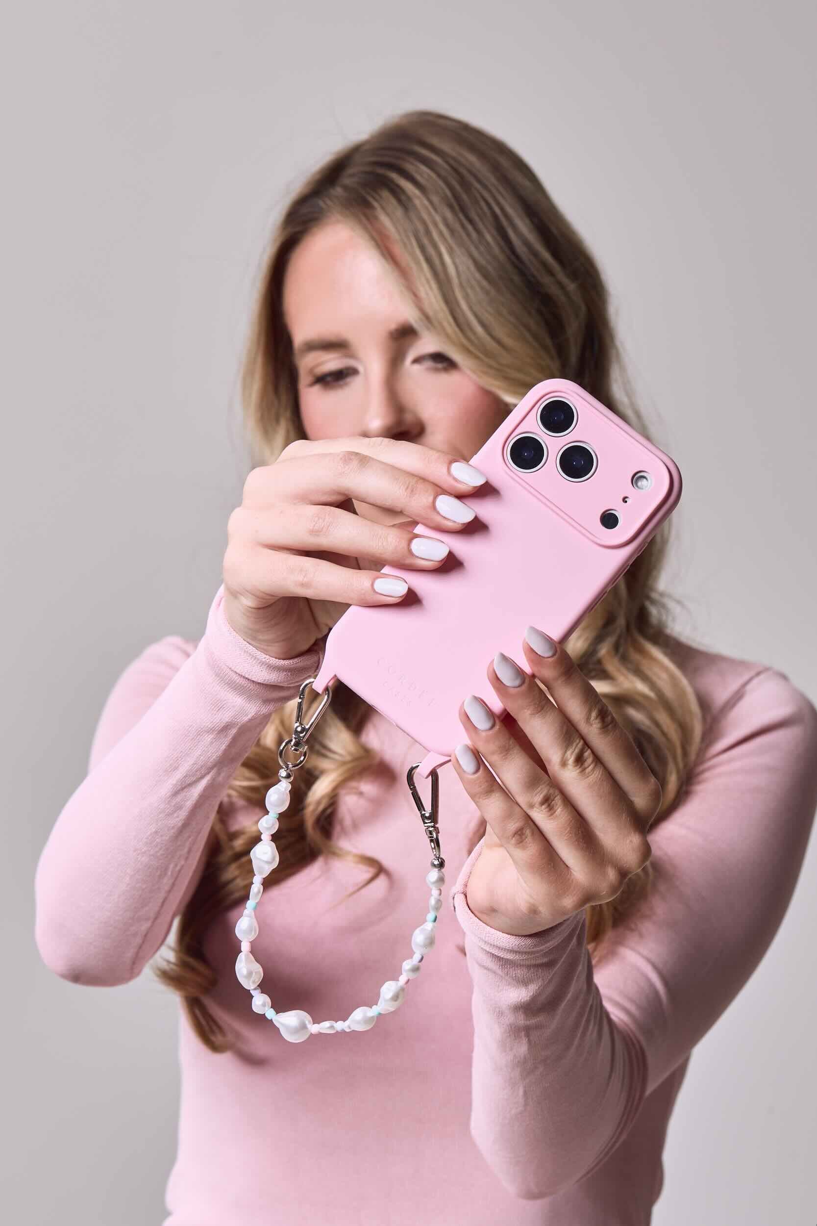Mirelle Pearl Phone Chain Set Blush