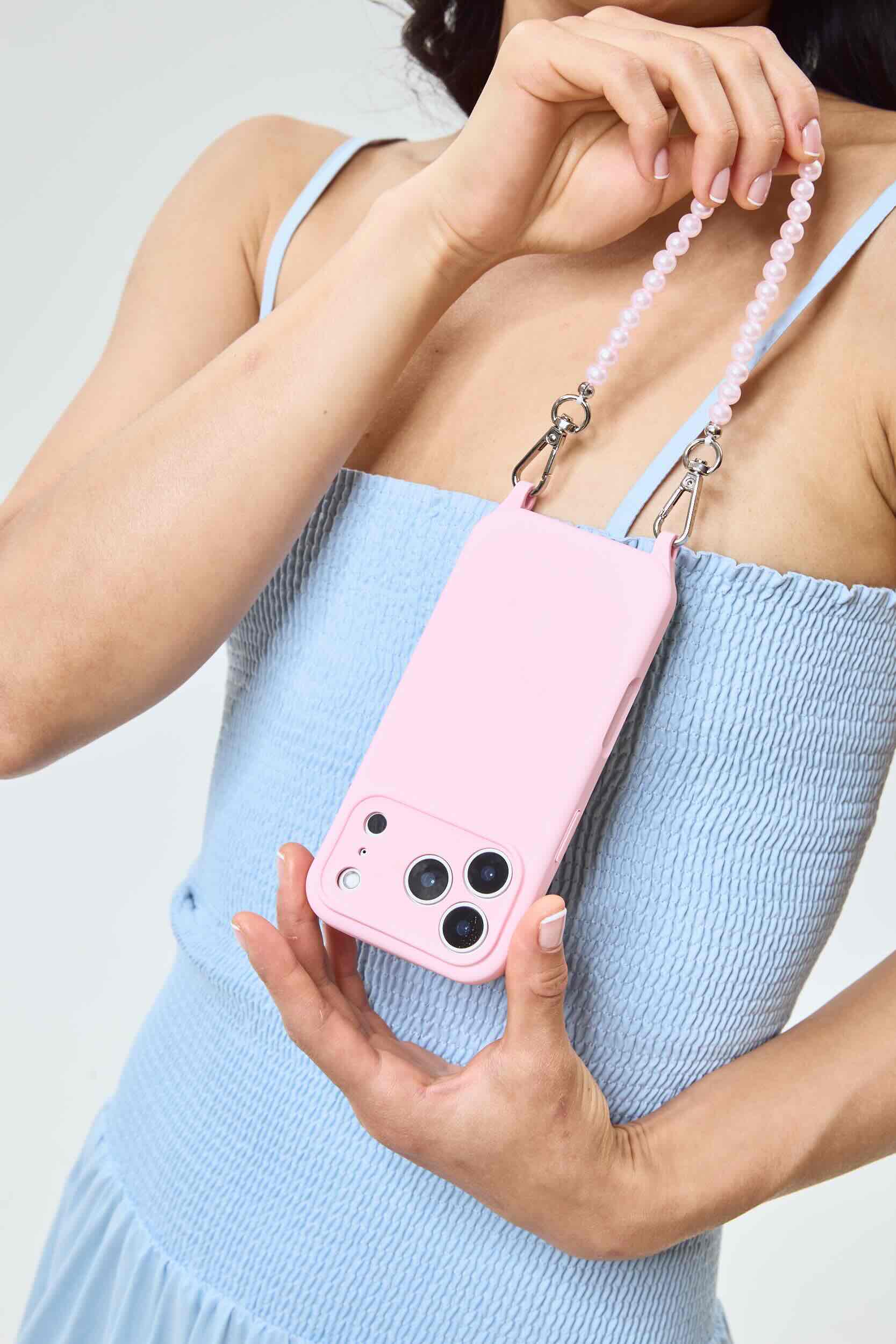 Princess Pearl Phone Chain Blush