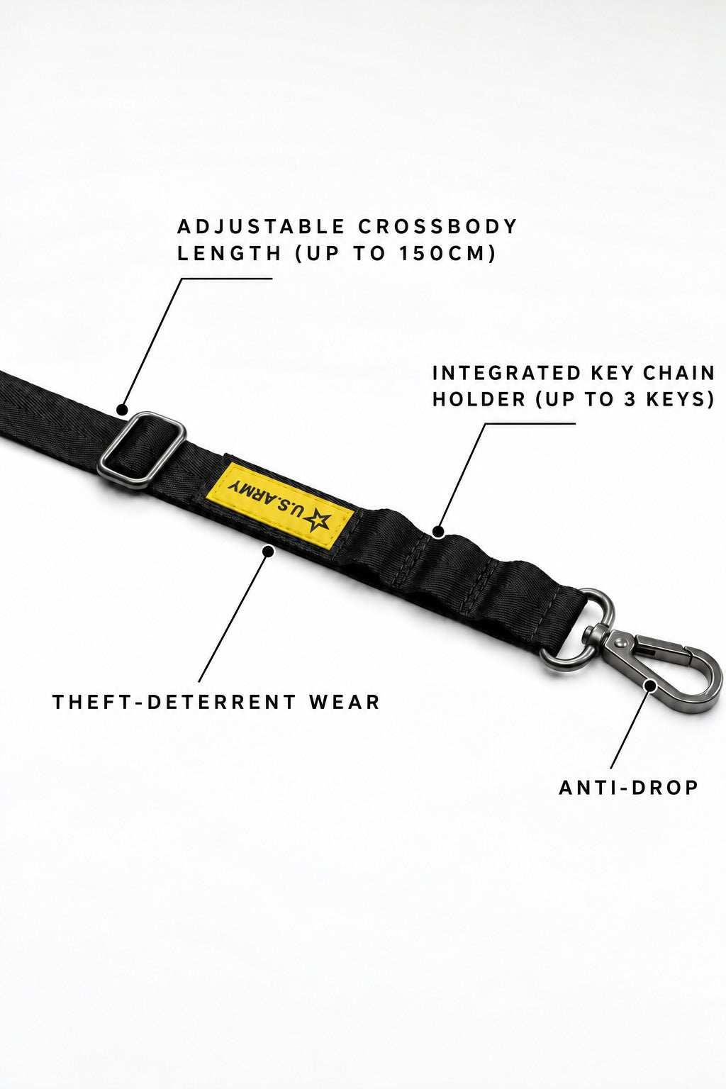 U.S. Army Crossbody Phone Strap Black
