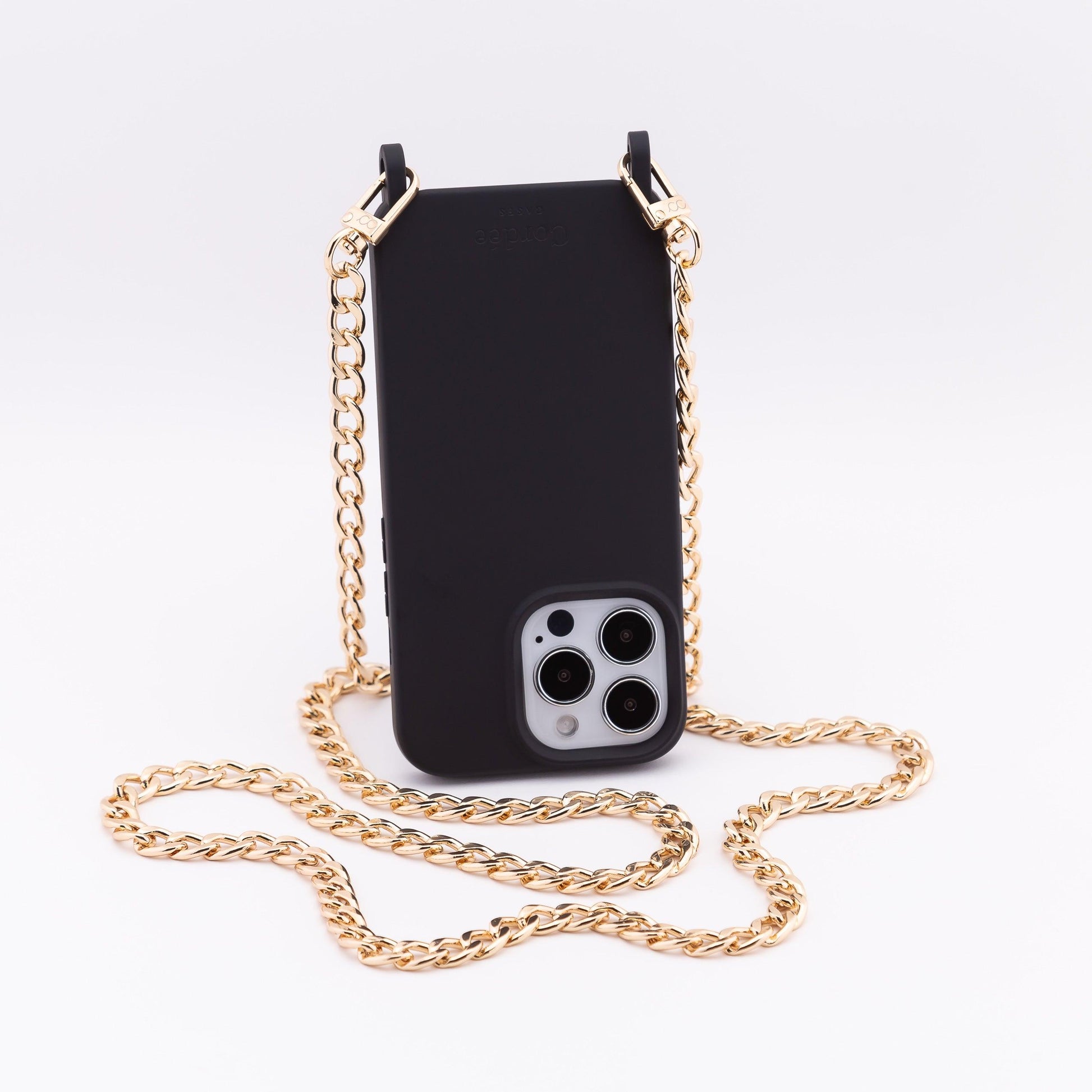 Gold Phone Chain on Black iPhone Case