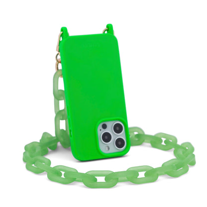 Green Phone Chain on Neon Green Phone Case