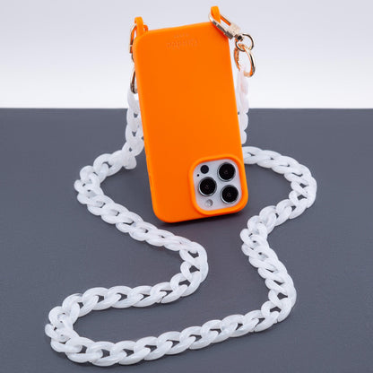 Curby Phone Chain White on Orange iPhone Case