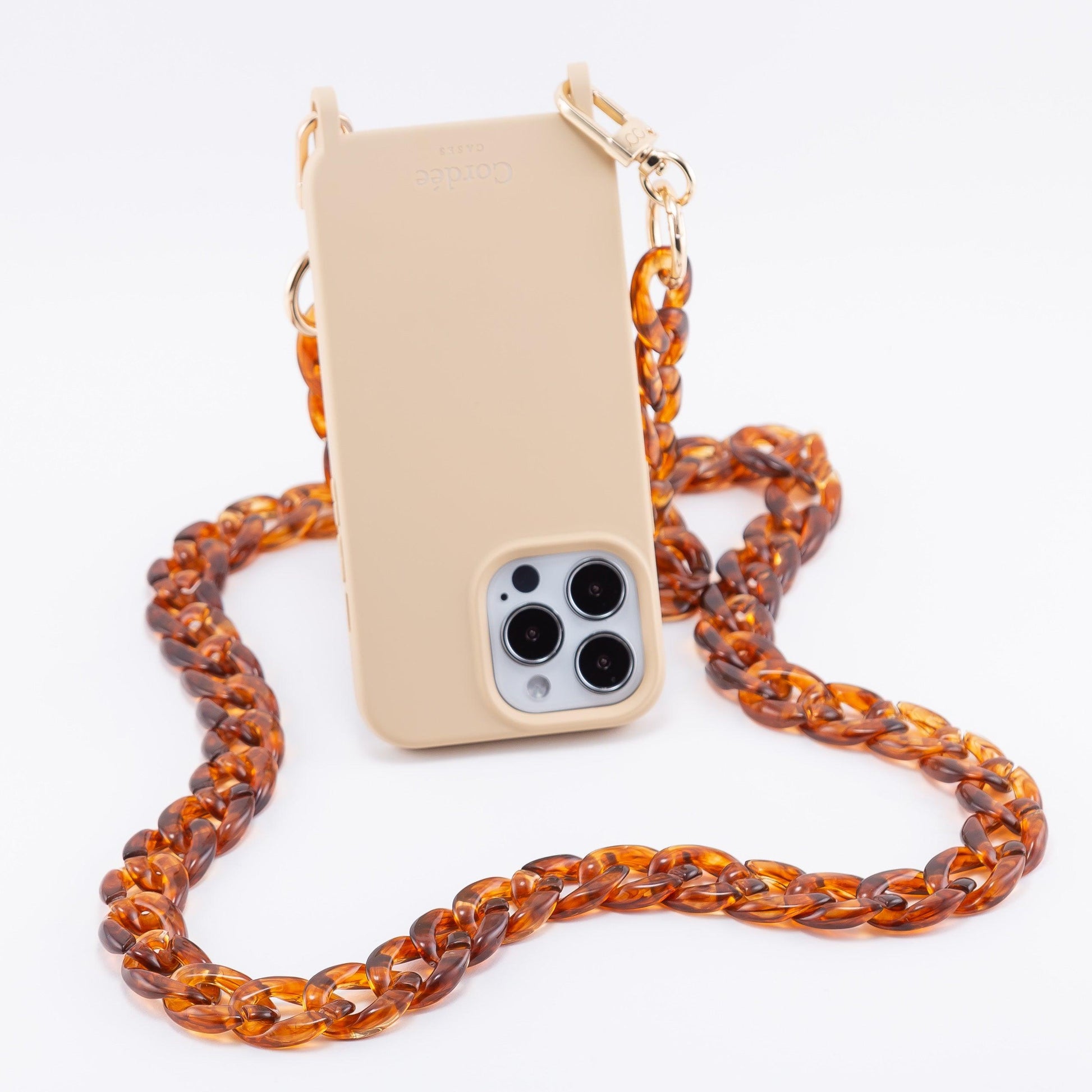 Curby Phone Chain Tortoise on Nude iPhone Case