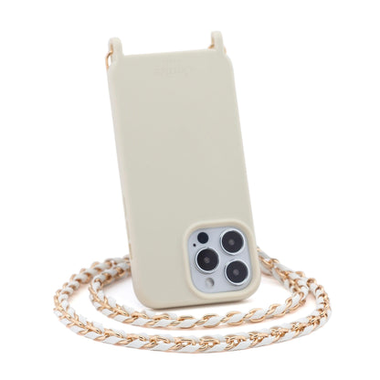 White Leather Phone Chain on Ivory iPhone Case